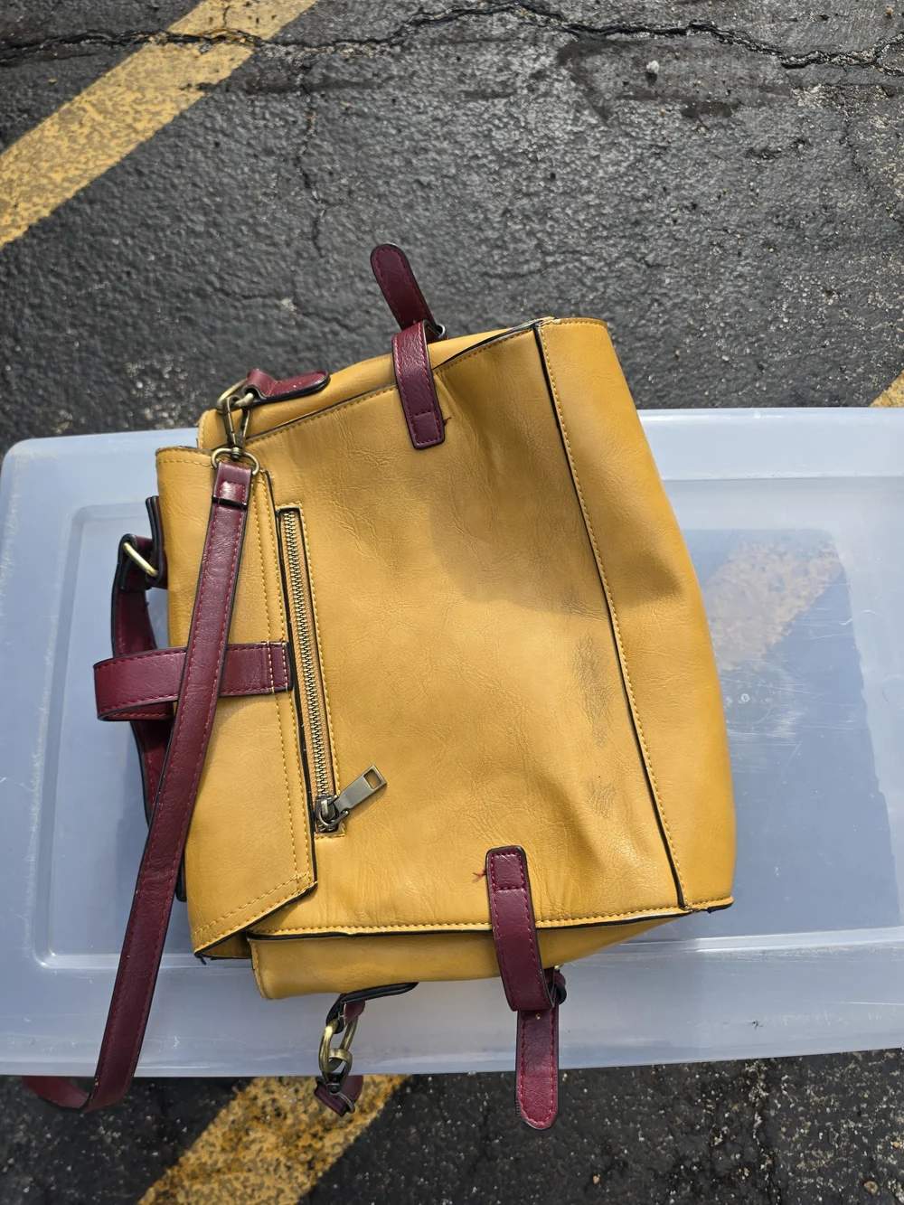 ModCloth‎ Yellow and Burgundy Woven-Accent Satchel